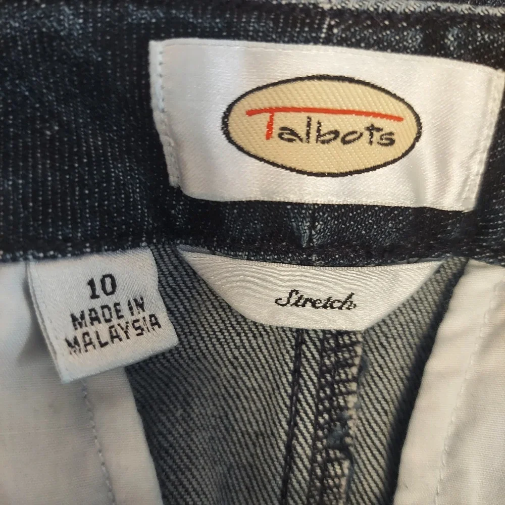 Talbots Womens Denim Skirt Size 10 Dark Wash Stretch Ribbon‎ Accent Preppy 90s - Picture 5 of 7